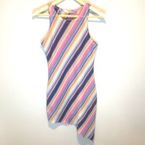 Vintage Colourful Stripe Dress | Beach Cover-Up XS